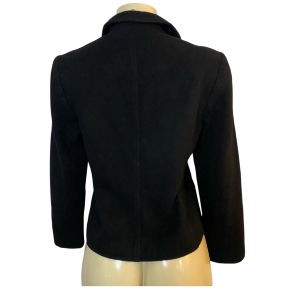 Vintage Louben Women Blazer 6P Black Wool Cashmere Button Front Jacket - Picture 5 of 6